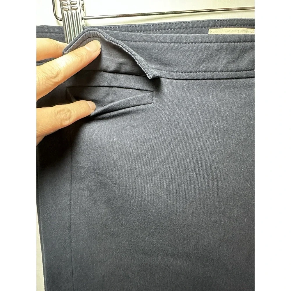 Tory Burch Women's 8 Navy Blue Ponte Skinny Pants‎ Side Zip Minimalist Luxe FLAW